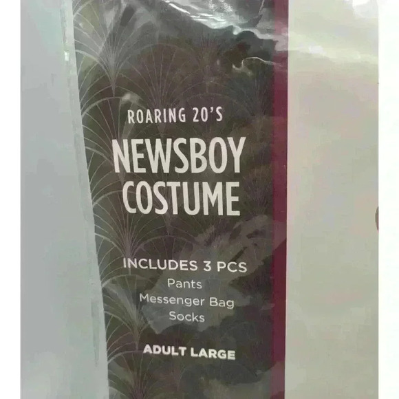 BNWT Roaring 20s Newsboy 3 Piece Costume Mens Large  Halloween Messenger Bag - Picture 2 of 5